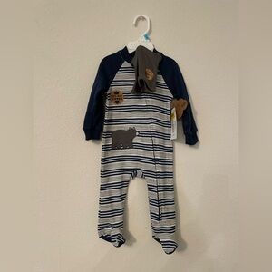 Striped Navy and Gray Kids One Piece size 6M-NWT